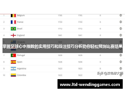 掌握足球心水指数的实用技巧和投注技巧分析助你轻松预测比赛结果