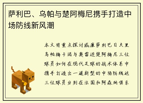 萨利巴、乌帕与楚阿梅尼携手打造中场防线新风潮