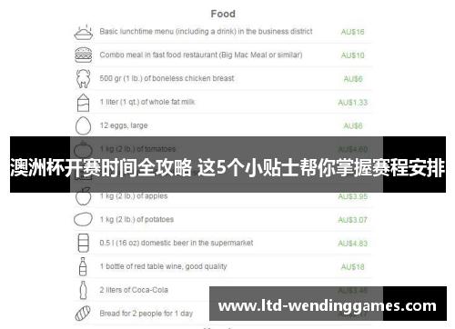 澳洲杯开赛时间全攻略 这5个小贴士帮你掌握赛程安排 澳洲杯开赛时间全攻略 这5个小贴士帮你掌握赛程安排
