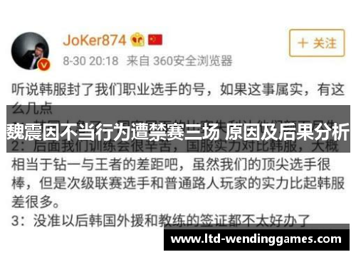 魏震因不当行为遭禁赛三场 原因及后果分析